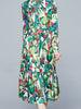 Midi dress long sleeve green floral wedding guest cocktail party work office JLHIKAWRY8134