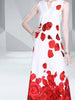 Maxi dress white red wedding guest prom cocktail party floral sleeveless JLHIKAHJW9402