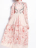 Midi dress with sleeve pink wedding guest cocktail party homecoming floral  JLHIKAHJW2055