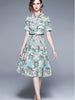 Midi dress short sleeve green wedding guest cocktail party work office floral JLZARAHP1722