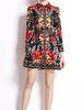 Red floral above knee dress wedding guest cocktail party long sleeve mini JLZARAHP1640