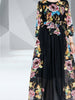 Maxi dress with sleeve wedding guest prom cocktail party floral black vintage JLZARAHP01393