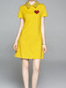 Short sleeve dress above knee wedding guest party beach yellow black mini JLZARAHE0114