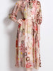 Midi dress pink floral with sleeve wedding guest cocktail party prom vintage JLKERR614485
