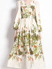 Maxi long sleeve dress cocktail party wedding guest prom green floral vintage JLZARAHP1445