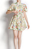 Above knee dress short sleeve wedding guest cocktail party colorful floral mini PBANU471