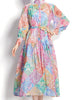 Maxi dress long sleeve wedding guest prom cocktail party colorful floral vintage JLBANU468