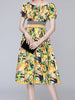 Short sleeve floral dress wedding guest cocktail party prom yellow knee length PHIKAXR1561