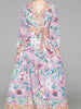 Maxi dress long sleeve cocktail party wedding guest prom pink red floral vintage PZARAHP591