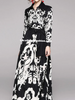 Maxi dress long sleeve black floral cocktail party prom wedding guest homecoming PZARAHW0516