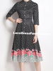 Midi dress with sleeve black wedding guest cocktail party office graduation PSIMGSG23173