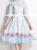 Blue dress midi with sleeve wedding guest cocktail party graduation floral PSIMGSG23159