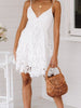 Lace white dress cocktail party mini short spaghetti strap vintage casual holiday JLWILDD75